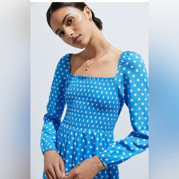 NWT Anthropologie Dolan Left Coast Smocked Midi Dress - Picture 2 of 12